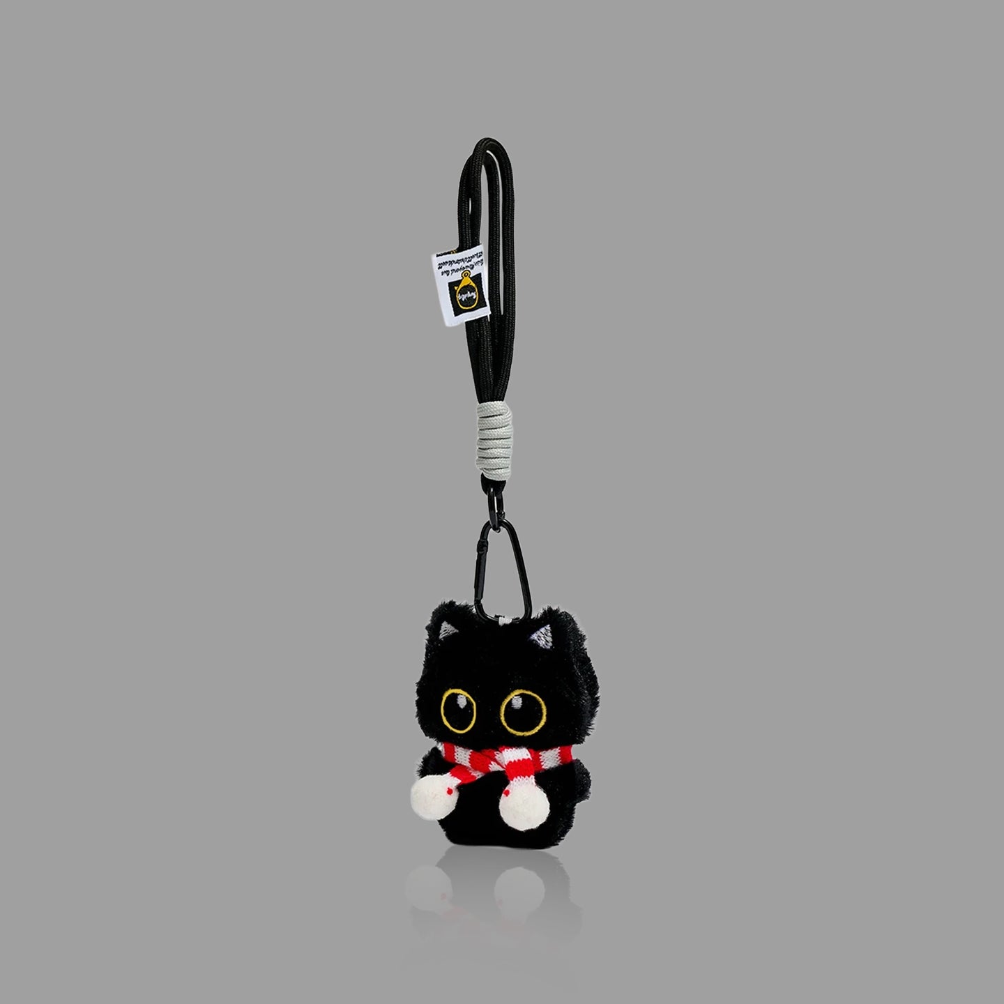 かわいい黒猫のぬいぐるみキーホルダー、やわらかバッグチャーム/カーペンダント