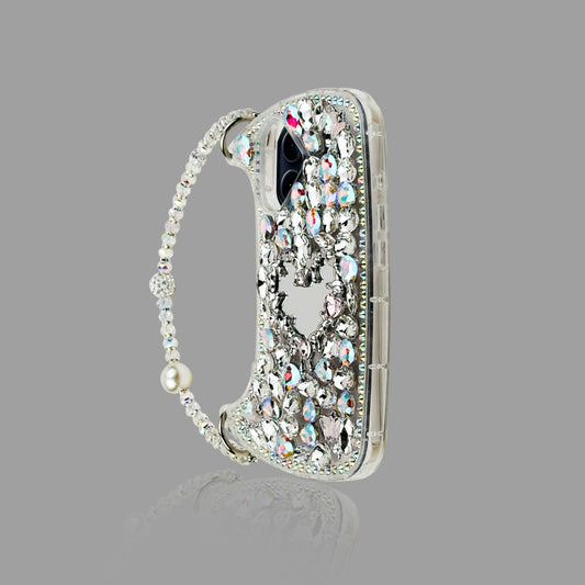 Pink-Silver Gradient Sparkle iPhone Case + Chain Lanyard