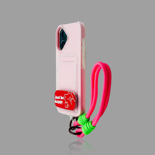 iPhone Foldable Mirror Stand Case with Built-in Card Holder & Lanyard