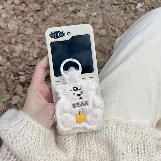 Adorable Plush Bear Phone Case for Samsung Flip 3/4/5/W23/W24