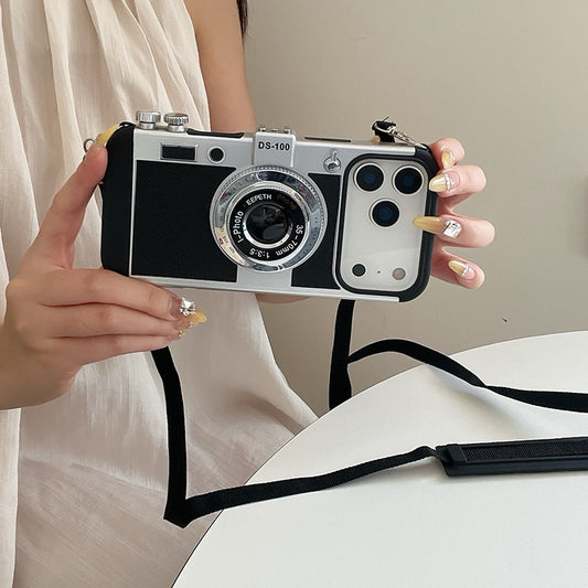 Retro Camera Strap Case for iPhone – Vintage Style with Detachable Strap