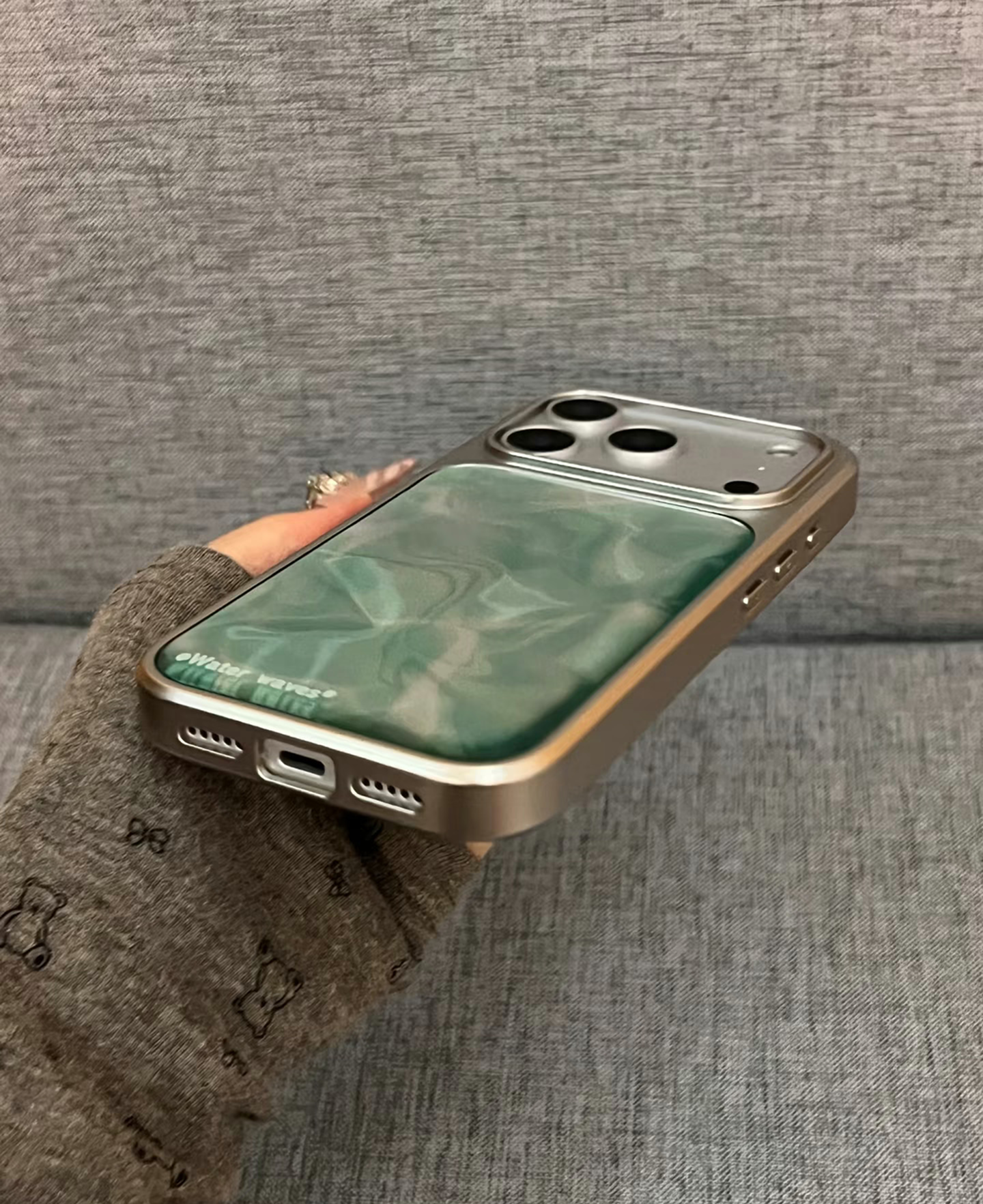 Gradient Mint Green/ Silver Water Ripple Phone Case