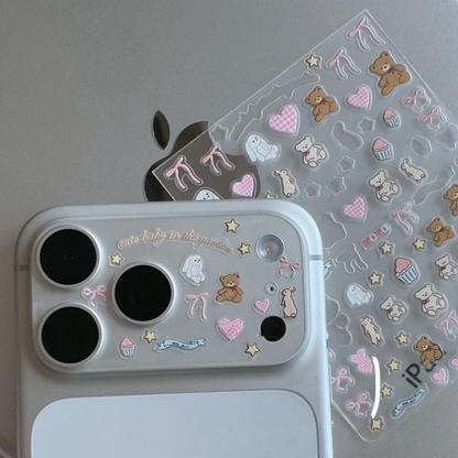 만화 일러스트 카메라 렌즈 스티커, 렌즈 베이스 필름 + 데칼 세트