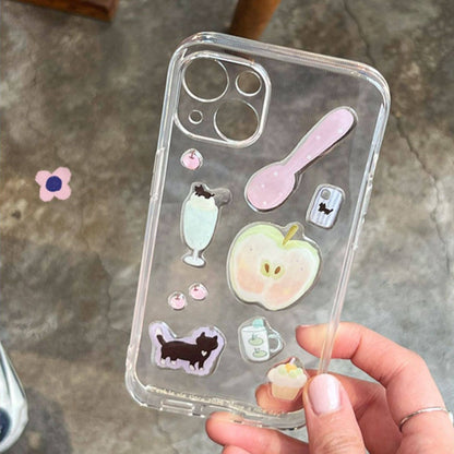 귀여운 고양이 & 음식 에폭시 스티커, 저널, 휴대폰 케이스 및 노트북 DIY용 3D 입체 스티커