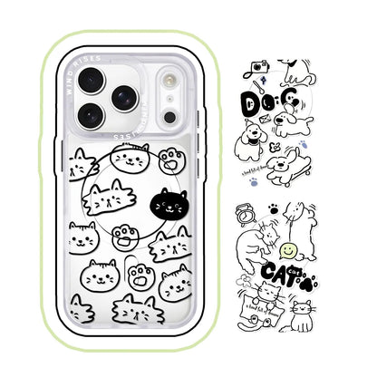 Hand-Drawn Line Style Cat and Dog Pattern Series SEACASE