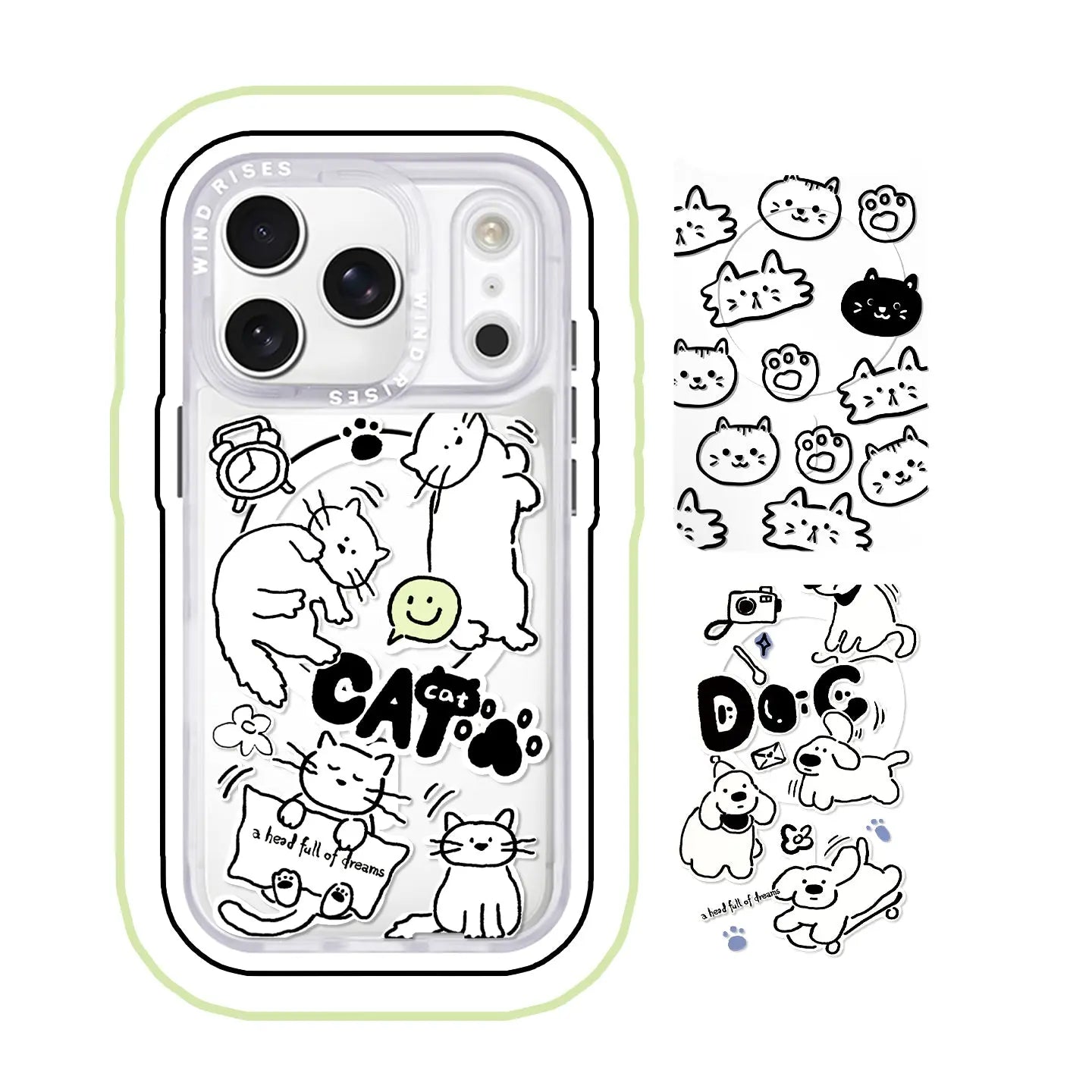 Hand-Drawn Line Style Cat and Dog Pattern Series SEACASE