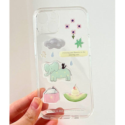 코끼리 & 고양이 에폭시 스티커, 저널, 휴대폰 케이스 및 노트북 DIY를 위한 귀여운 3D 입체 데칼