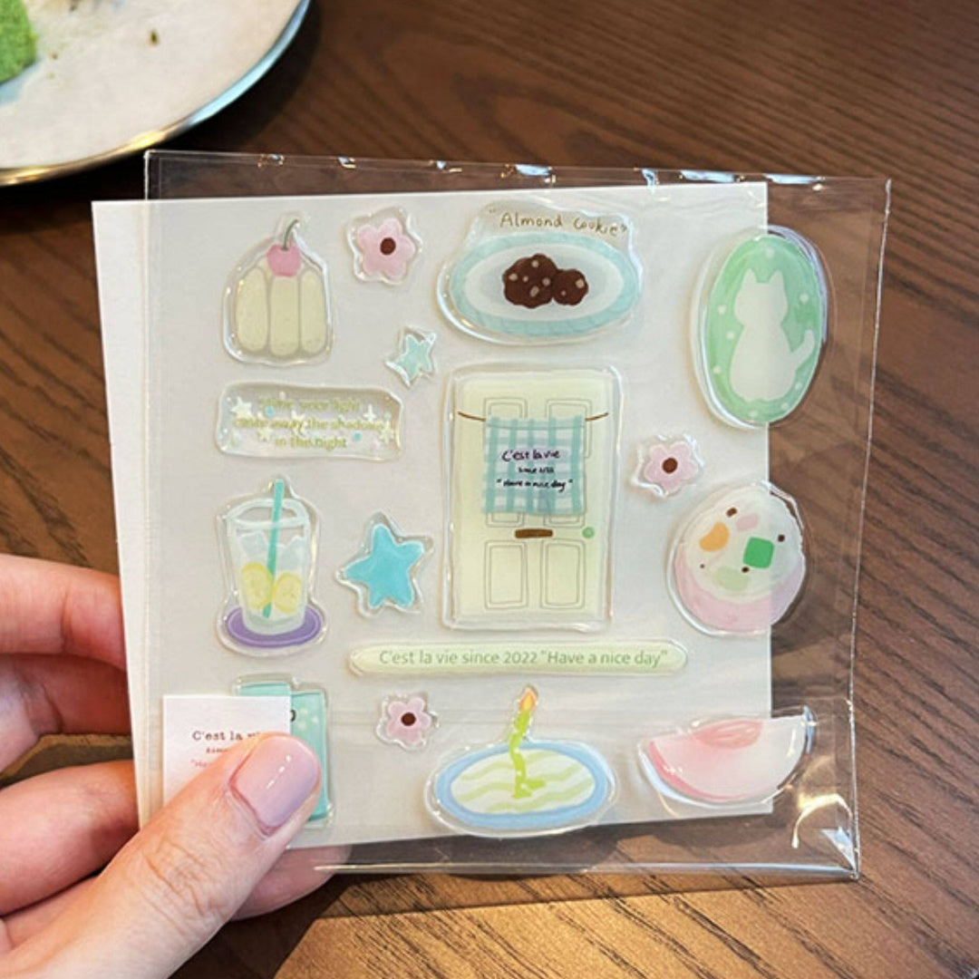 파스텔 디저트 에폭시 스티커, 저널, 휴대폰 케이스, 노트북 DIY용 3D 입체 데칼