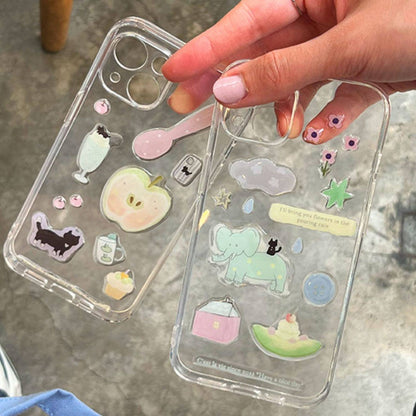 코끼리 & 고양이 에폭시 스티커, 저널, 휴대폰 케이스 및 노트북 DIY를 위한 귀여운 3D 입체 데칼