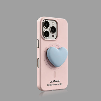 ドーパミン配色のコントラストカラーMagSafe iPhoneケース（ハート型マグネットスタンド付き）