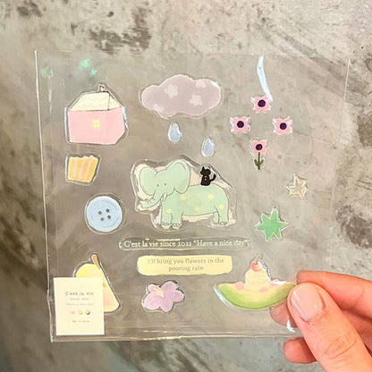 코끼리 & 고양이 에폭시 스티커, 저널, 휴대폰 케이스 및 노트북 DIY를 위한 귀여운 3D 입체 데칼
