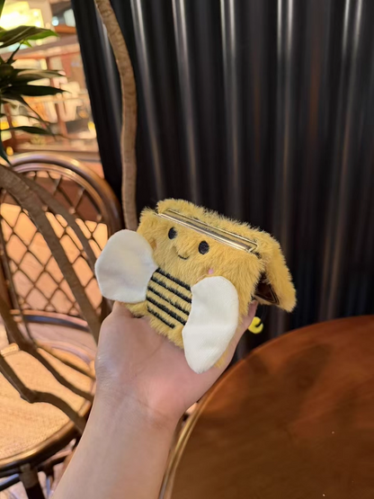 Adorable Fuzzy Bumblebee Phone Case for Samsung Flip7/6/5/4/3