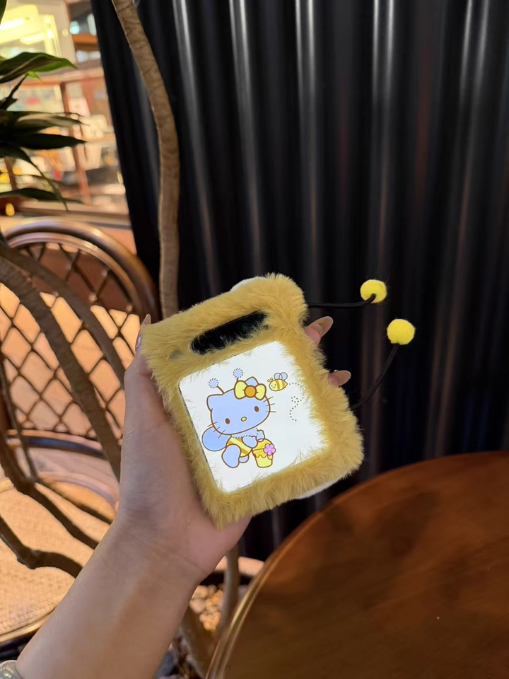 Adorable Fuzzy Bumblebee Phone Case for Samsung Flip7/6/5/4/3