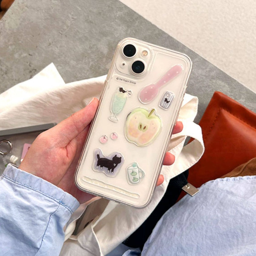 귀여운 고양이 & 음식 에폭시 스티커, 저널, 휴대폰 케이스 및 노트북 DIY용 3D 입체 스티커