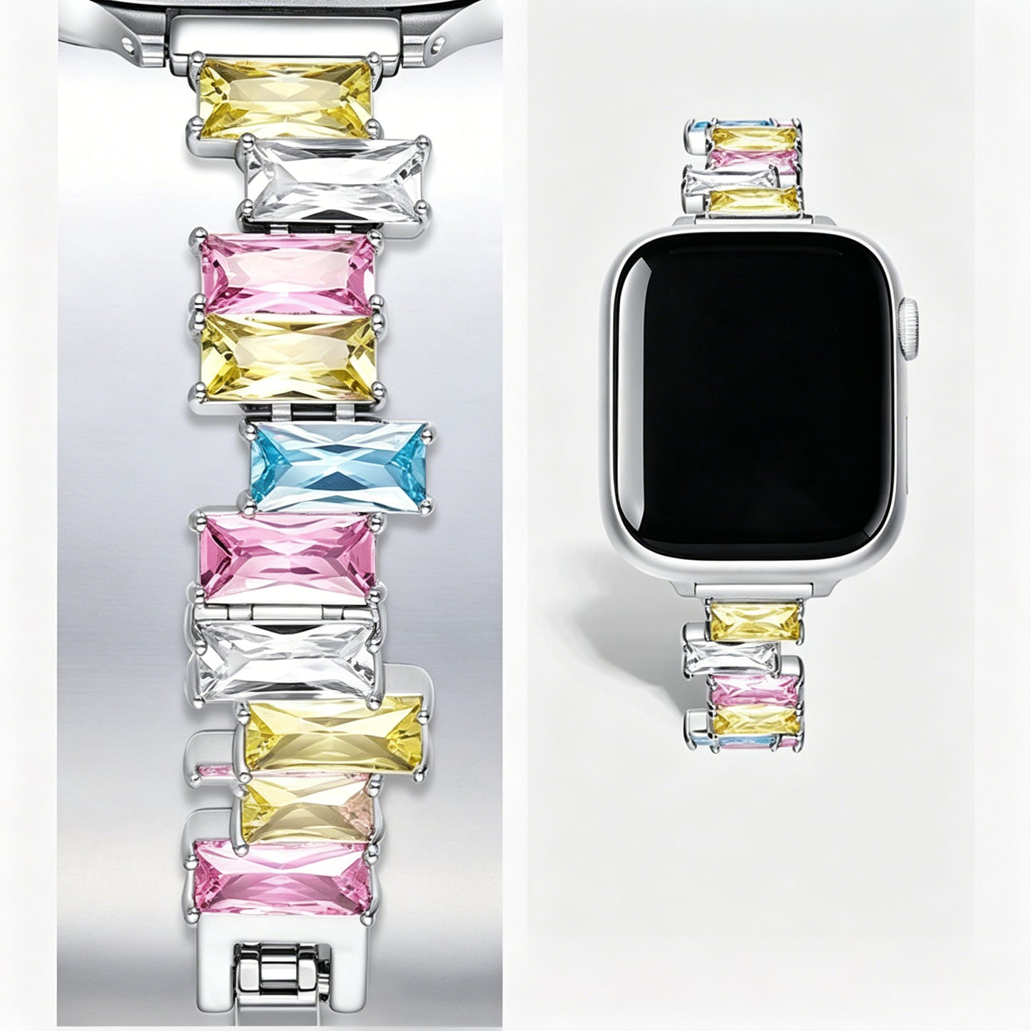 Colorful Rectangle Rhinestone Bracelet Watch Band for Apple Watch