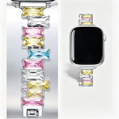 Colorful Rectangle Rhinestone Bracelet Watch Band for Apple Watch