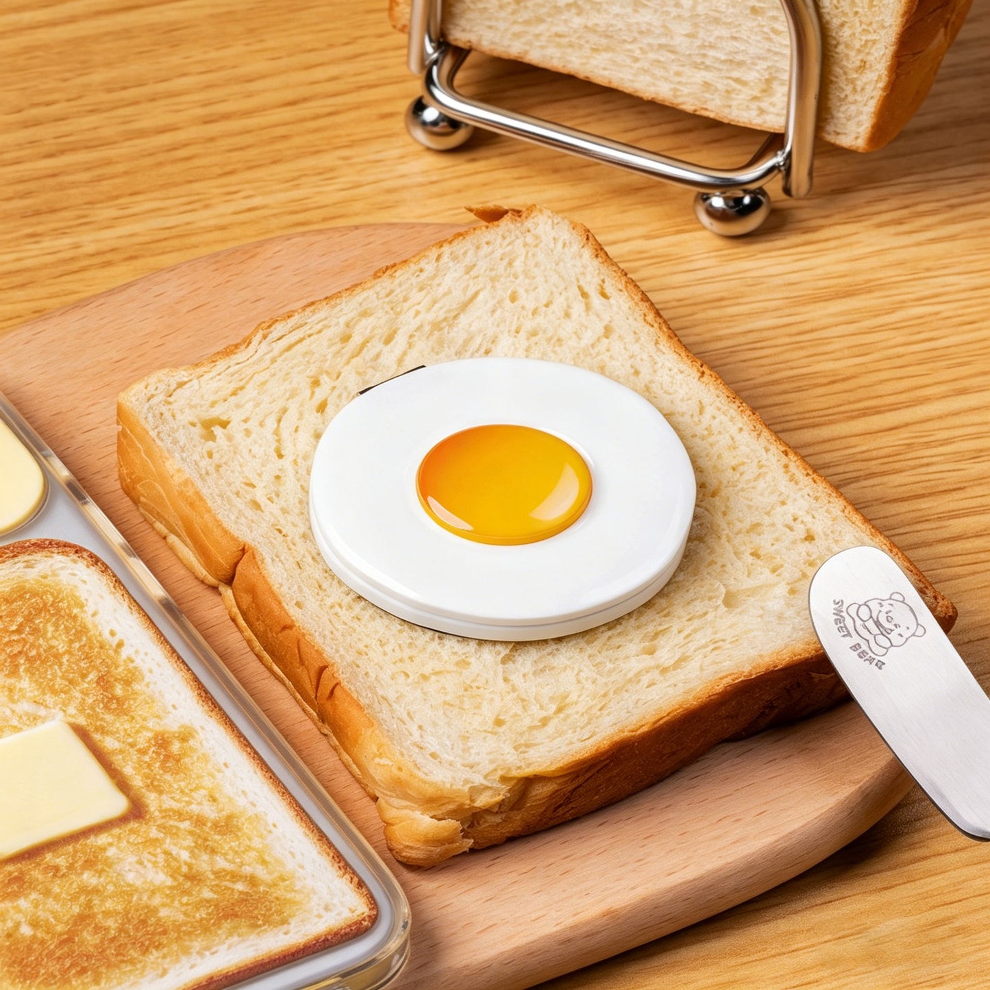 Fried Egg MagSafe Phone Holder, Food-themed Stand with Built-in Mirror