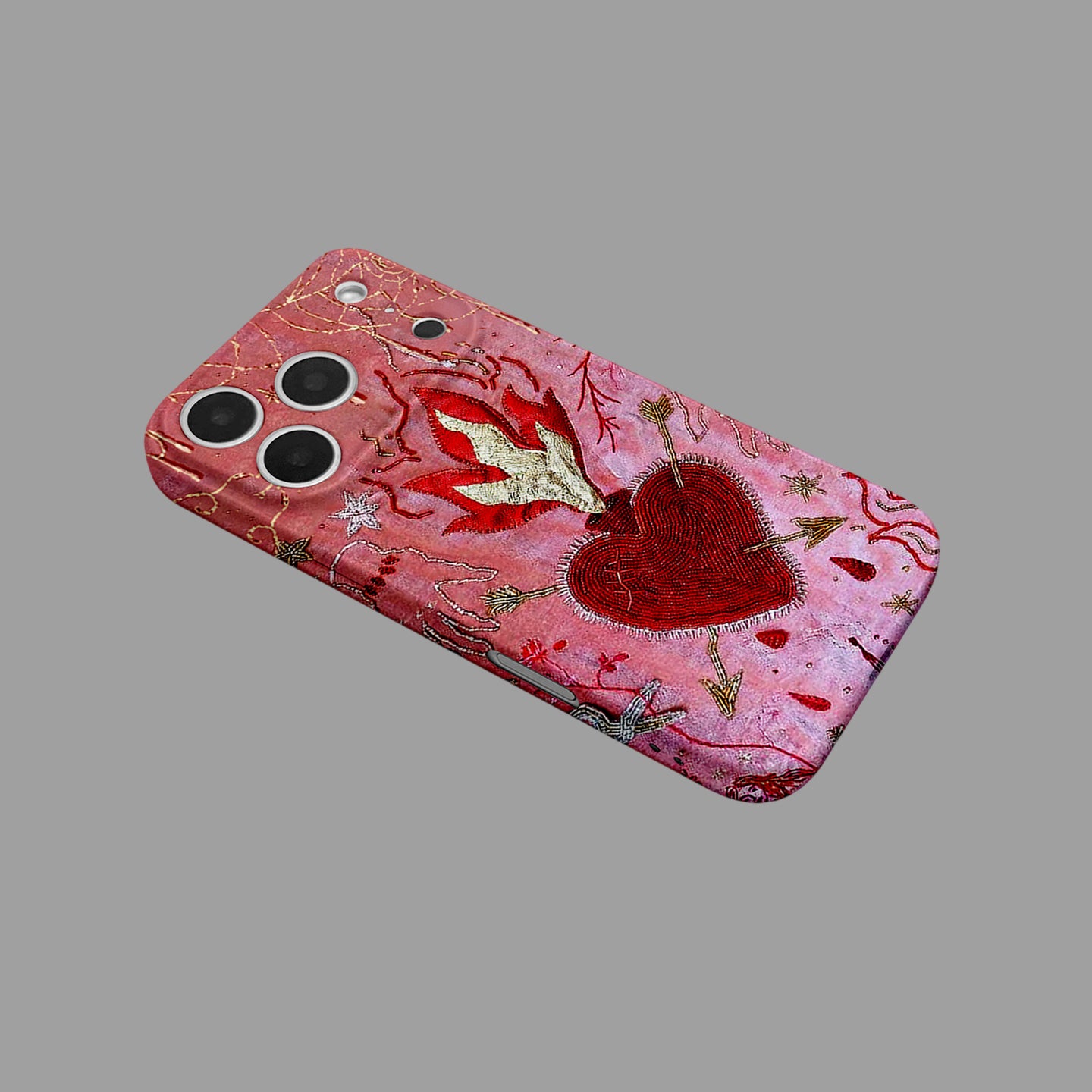 Vintage Burning Heart Embossed Art iPhone Case