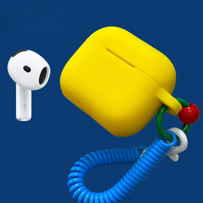Bauhaus Retro Silicone AirPods Case, Matte Soft Cover with Coiled Lanyard