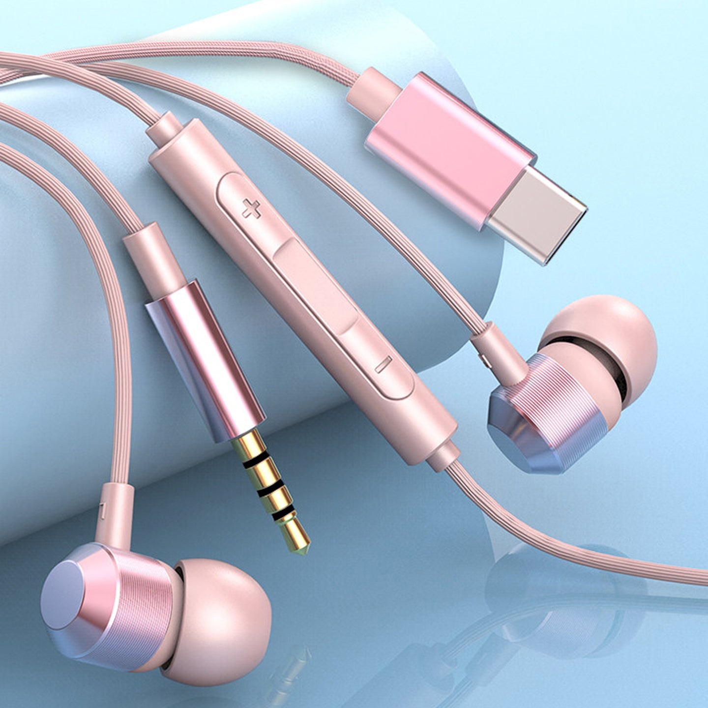 Type-C Wired In-Ear Earphones, Retro Metal Wired Headphones with Inline Mic & Volume Control