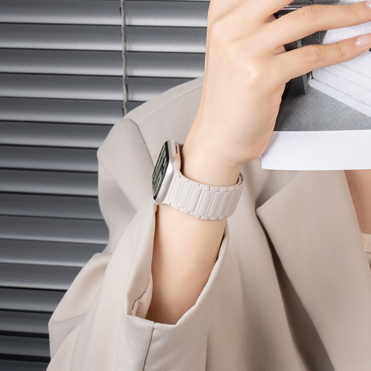 Magnetic Silicone Link Watch Band for Apple Watch, Strong Auto-Attach Sport Strap for iWatch
