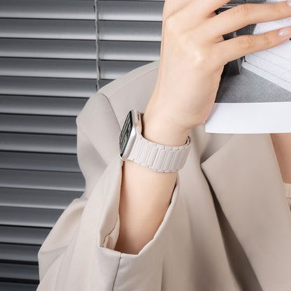 Magnetic Silicone Link Watch Band for Apple Watch, Strong Auto-Attach Sport Strap for iWatch