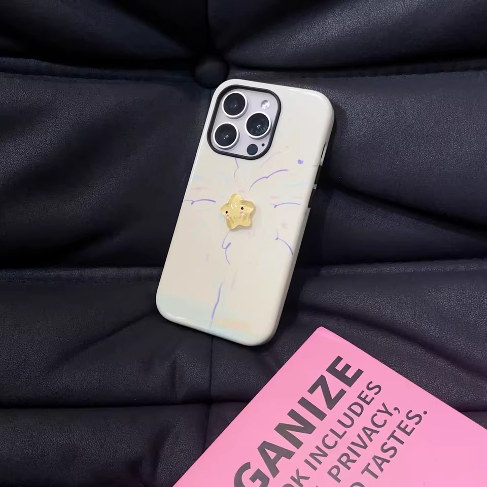 ベージュ花火星iPhoneケース