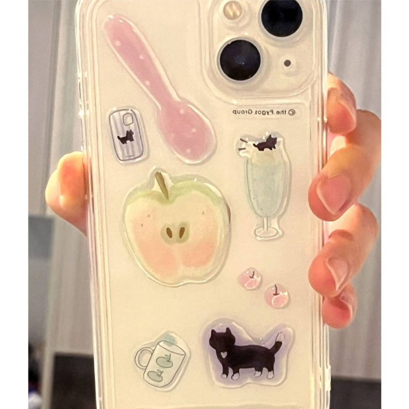 귀여운 고양이 & 음식 에폭시 스티커, 저널, 휴대폰 케이스 및 노트북 DIY용 3D 입체 스티커