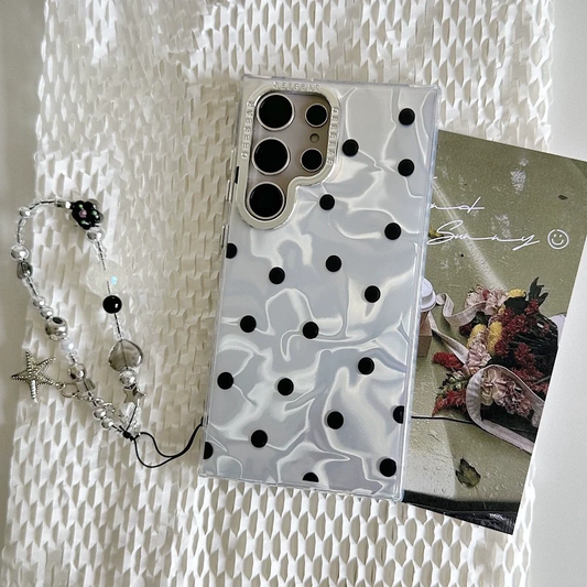 Minimalist Black & White Polka Dot Phone Case for Samsung S22~S25