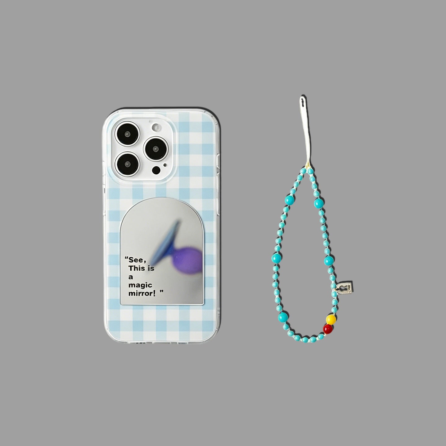 スタンド＆チェーン付きマジックドアミラーiPhoneケース