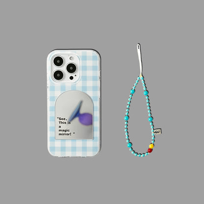 スタンド＆チェーン付きマジックドアミラーiPhoneケース