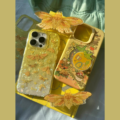 Golden Moth Shell Texture iPhone Case, IMD Double‑Layer Printed Hard Protective Cover for iPhone