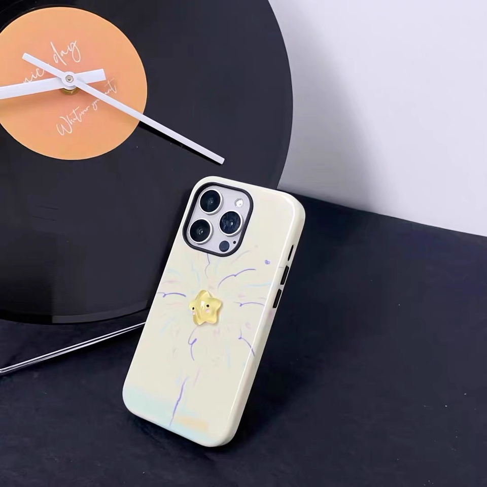 ベージュ花火星iPhoneケース