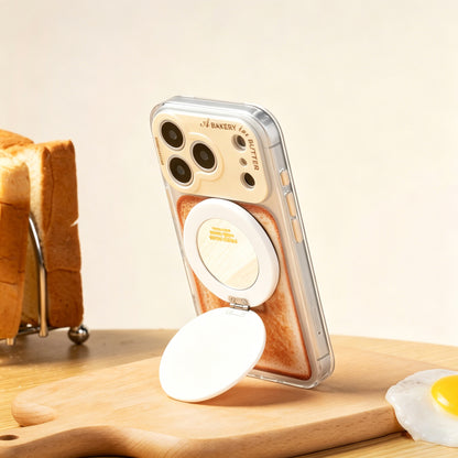 Fried Egg MagSafe Phone Holder, Food-themed Stand with Built-in Mirror