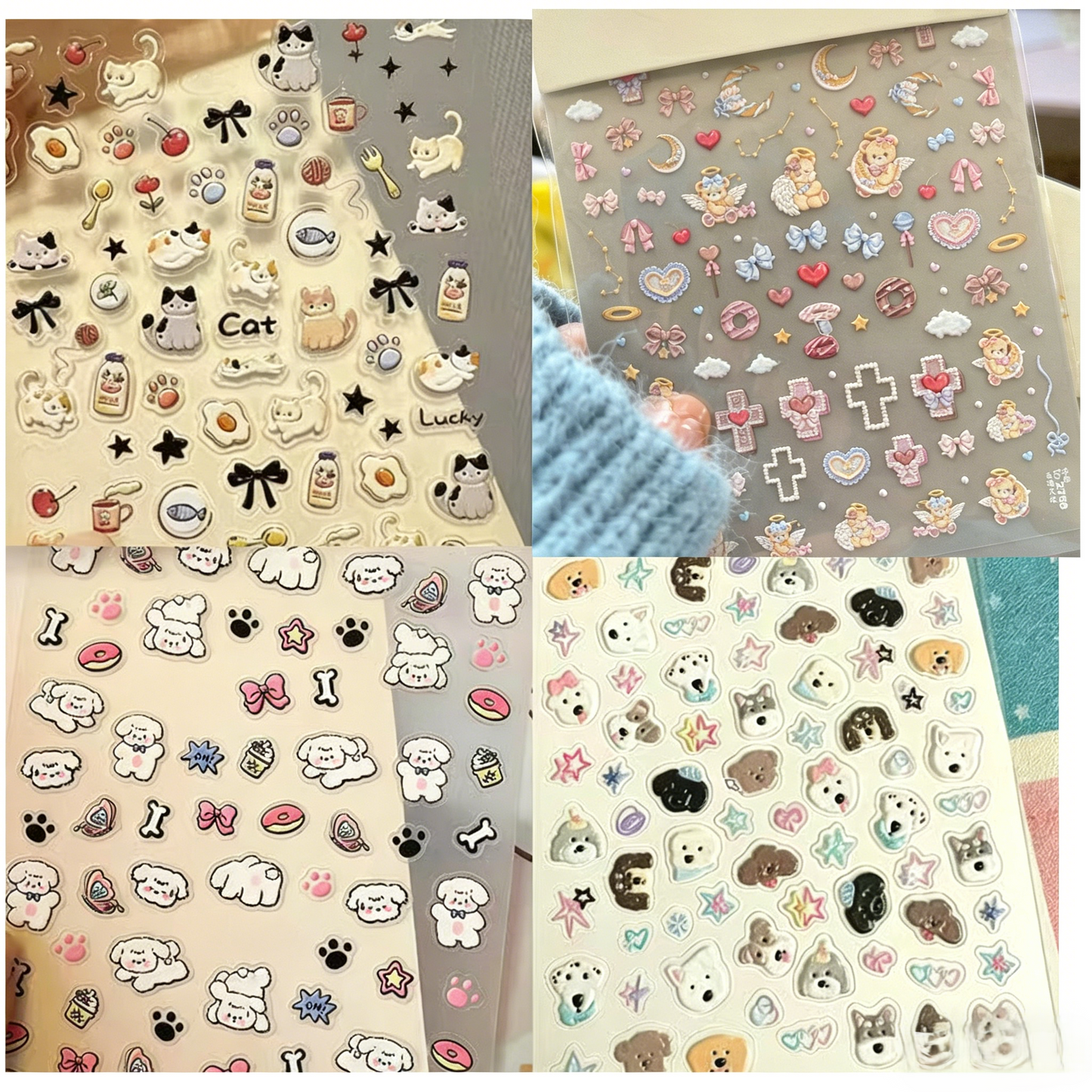 귀여운 고양이 & 강아지 스티커, 아이패드, 폰 케이스, 노트북 & 다이어리 꾸미기용 인스 스타일 데칼