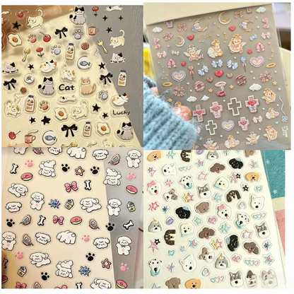 귀여운 고양이 & 강아지 스티커, 아이패드, 폰 케이스, 노트북 & 다이어리 꾸미기용 인스 스타일 데칼