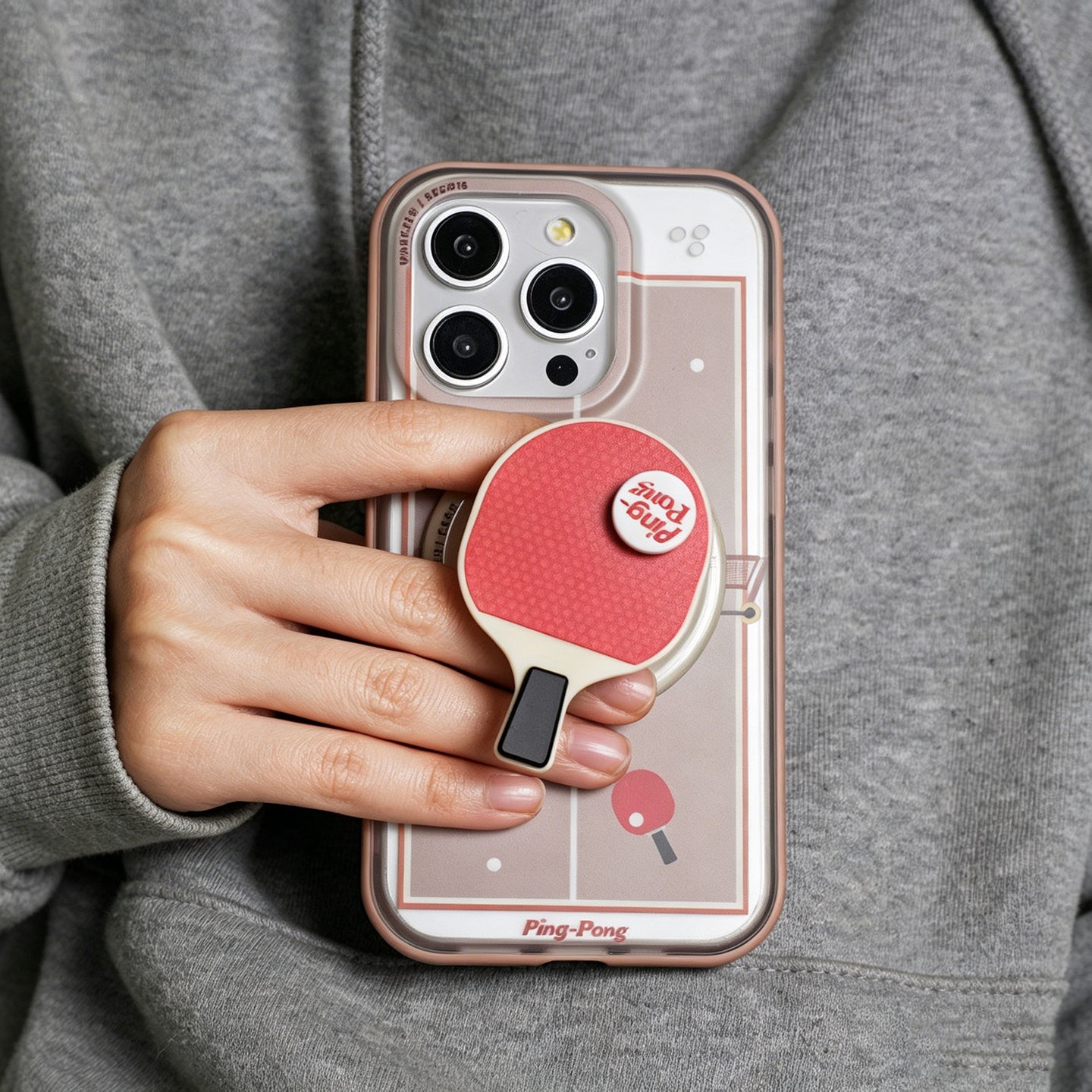 Table Tennis & Badminton Racket MagSafe Phone Ring Holder, 360° Rotating Sports-themed Stand