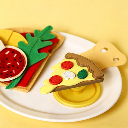 3D Pizza Slice MagSafe Phone Holder, Food-themed Stand with Faux Leather Design