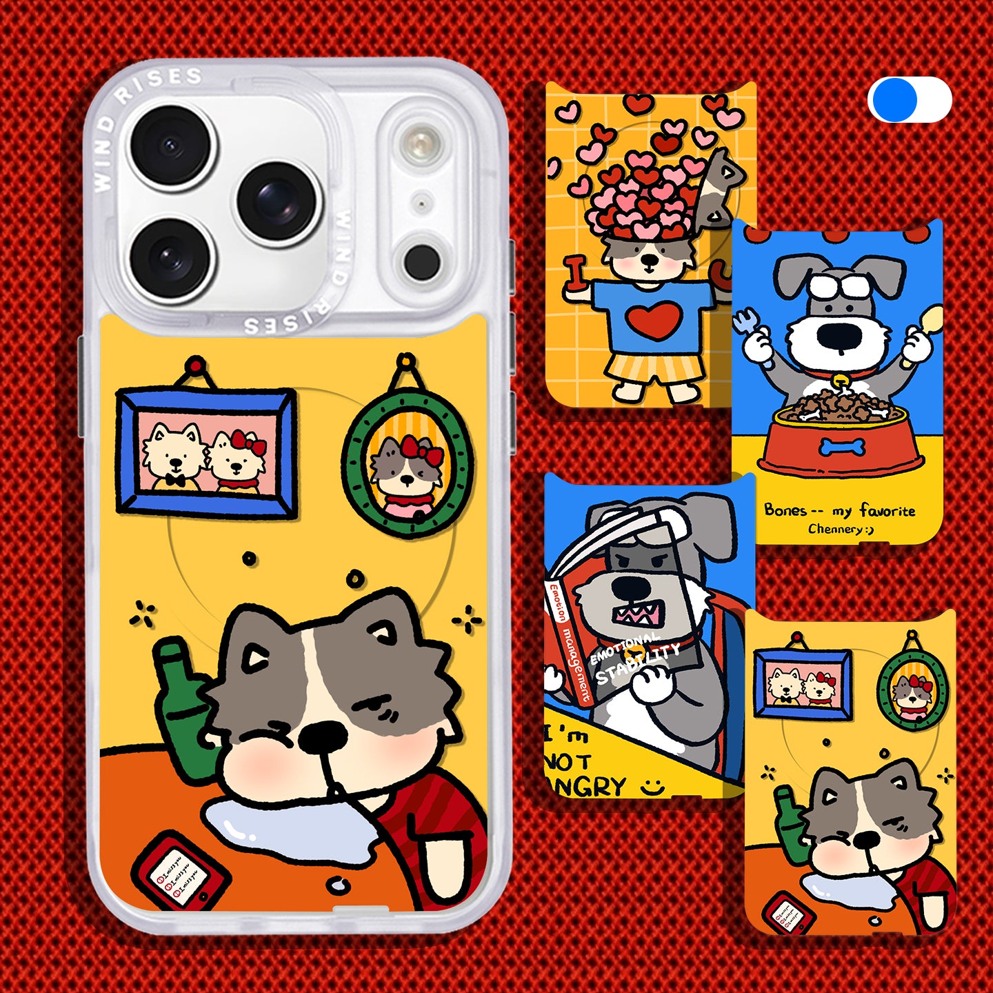 漫画風の面白いカラフルな猫と犬のパターンシリーズ