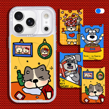 漫画風の面白いカラフルな猫と犬のパターンシリーズ
