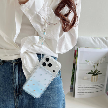 Ocean Fish & Water Drop Print iPhone Case with Starfish Bead Chain