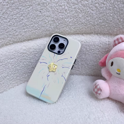 ベージュ花火星iPhoneケース