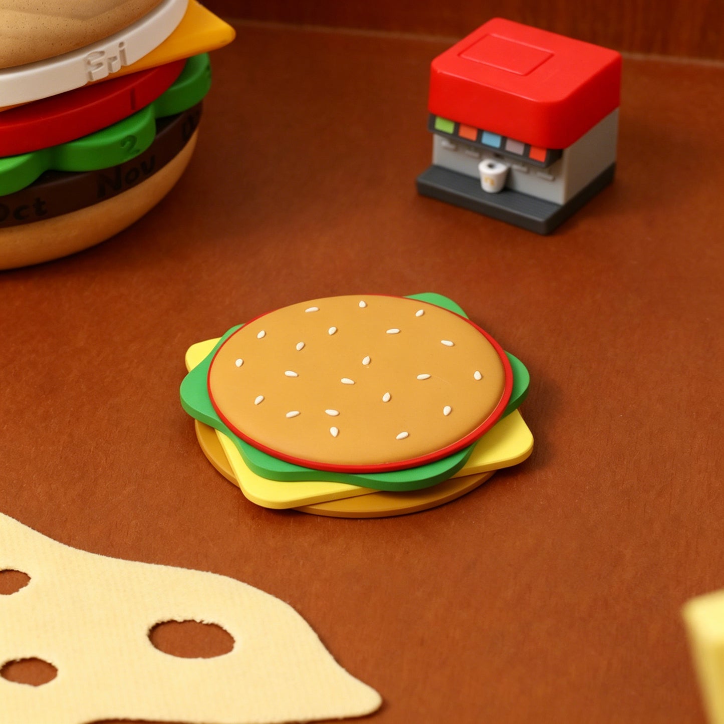Burger MagSafe Phone Holder, Food-themed Stand with Built-in Mirror