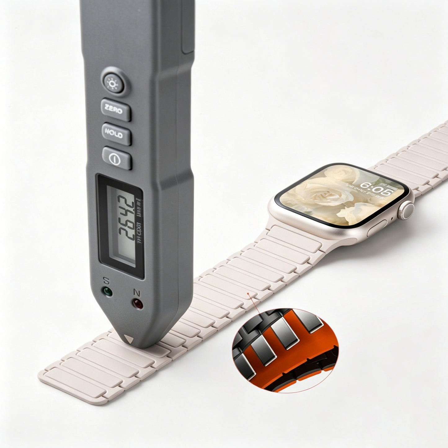 Magnetic Silicone Link Watch Band for Apple Watch, Strong Auto-Attach Sport Strap for iWatch