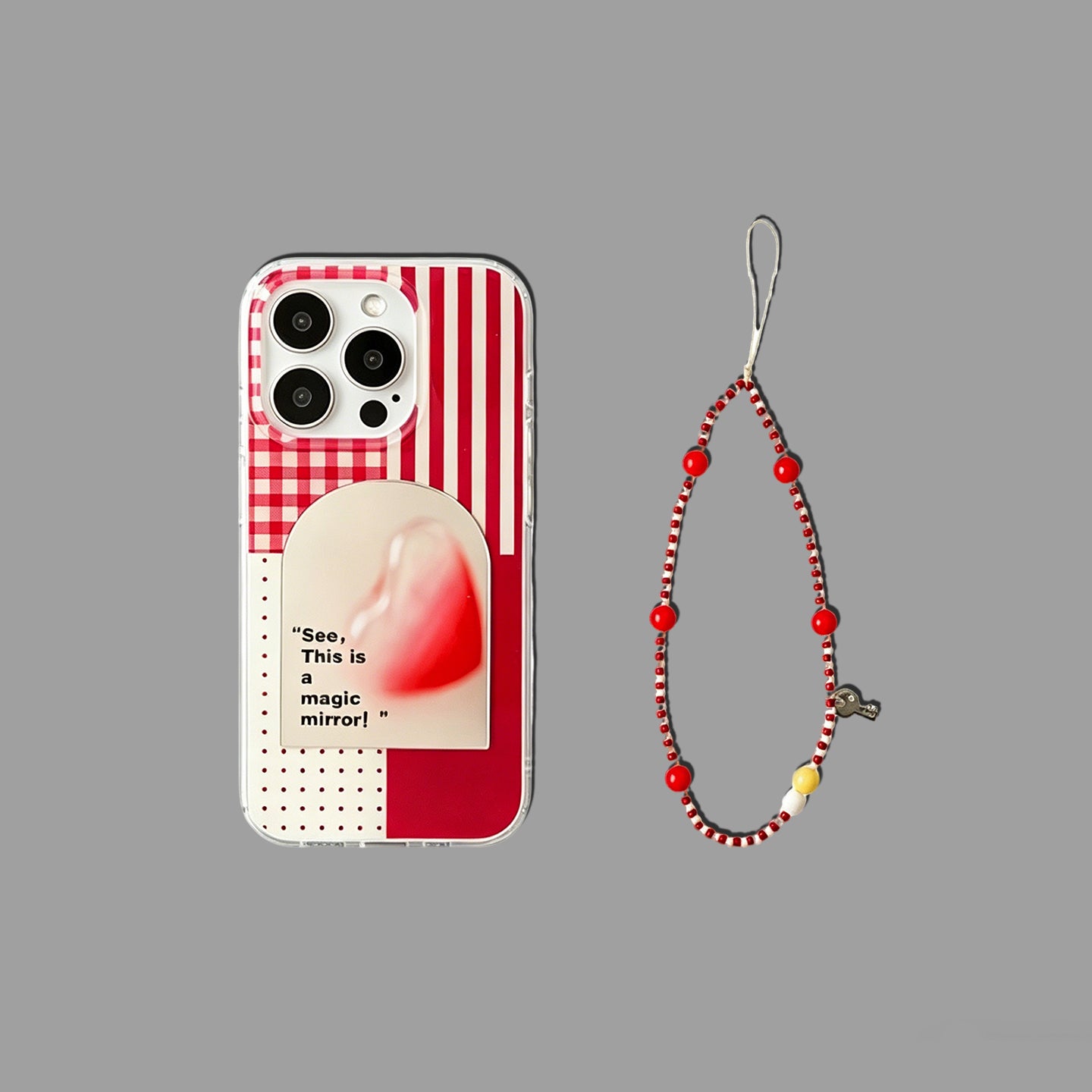 スタンド＆チェーン付きマジックドアミラーiPhoneケース