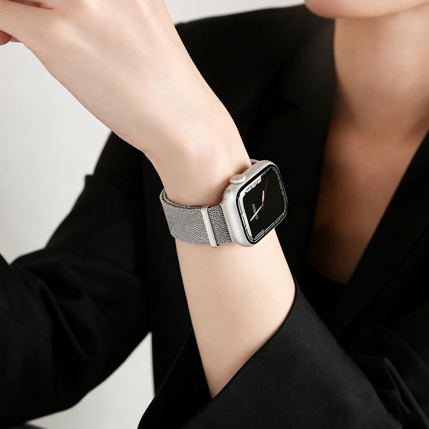 Dual Magnet Milanese Loop Watch Band for Apple Watch, Ultra Thin Breathable Stainless Steel Mesh Strap for iWatch