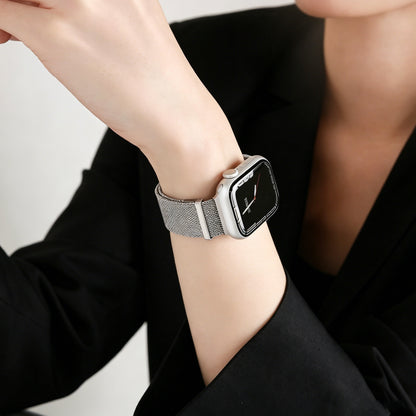 Dual Magnet Milanese Loop Watch Band for Apple Watch, Ultra Thin Breathable Stainless Steel Mesh Strap for iWatch