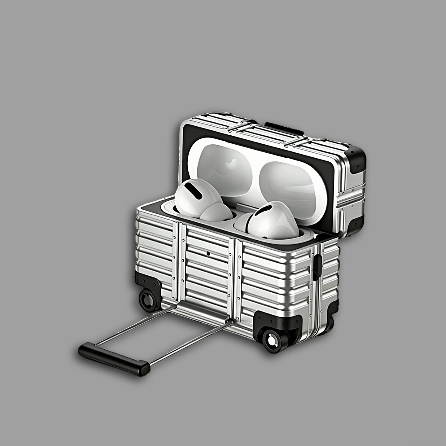 Luggage-Style AirPods Case with Built-in Phone Stand