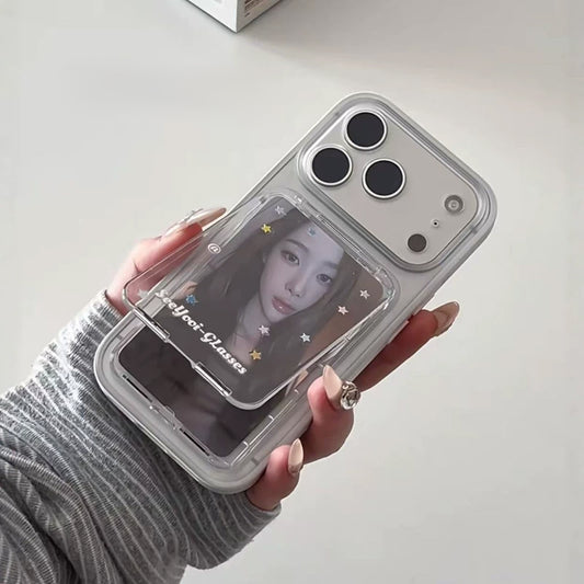 Clear Magnetic Card Holder for K-Pop Photocards, Star/Heart Sticker Options