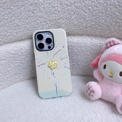 ベージュ花火星iPhoneケース